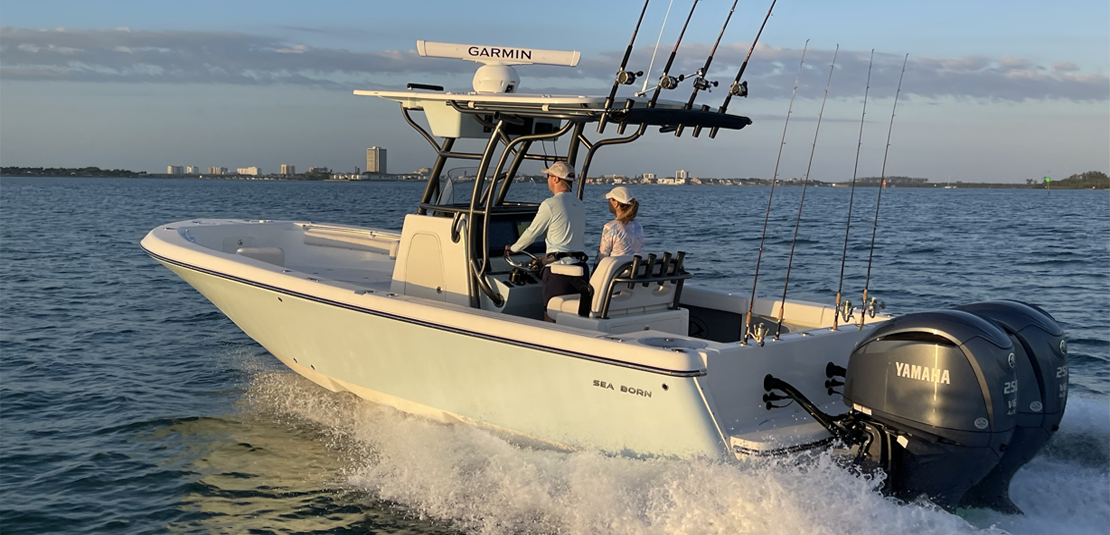 Sea Born LX26 Center Console Cruising with Twin Yamaha Outboards